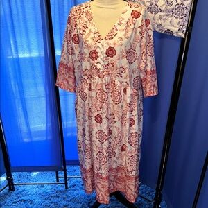 Two New Floral V-Neck Lounging Dresses (Red & Purple)